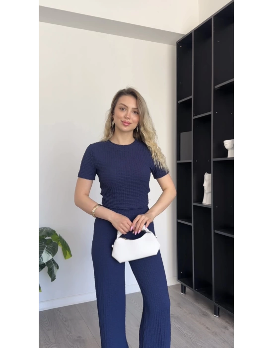 Lacivert Gofre 2’li Takım