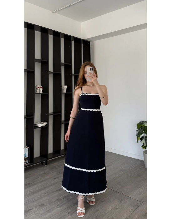 Lacivert Hadley Askılı A Kesim Elbise