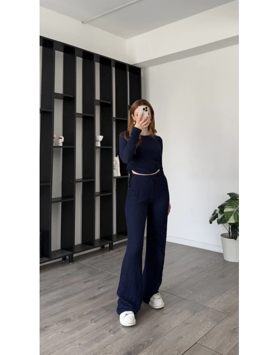 Lacivert Ollie Büzgü Detaylı 2’li Takım
