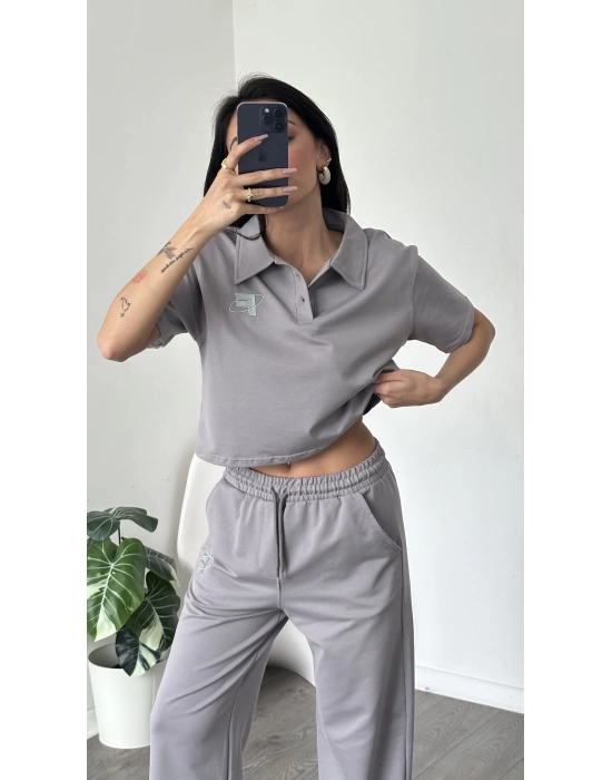Rocco Gri Polo Yaka İkili Takım