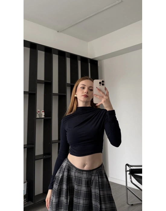 Lacivert Renata Drapeli Bluz