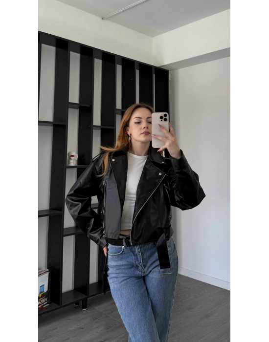Lilith Biker Kısa Deri Ceket