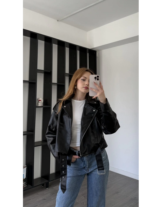 Lilith Biker Kısa Deri Ceket