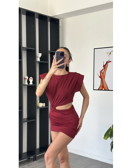 Lucia Bordo Bel Detay Vatkalı Elbise