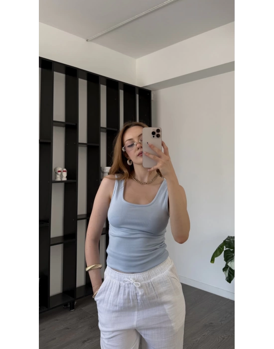 Mavi Aden Kalın Askılı Basic Atlet