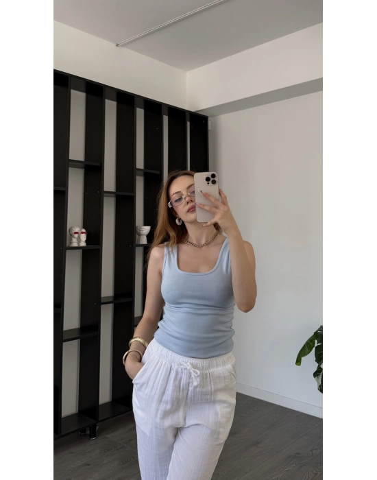 Mavi Aden Kalın Askılı Basic Atlet