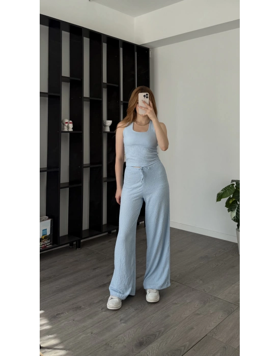 Mavi Belia Boyundan Askılı Takım