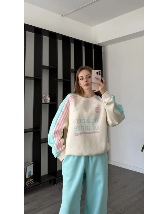 Mavi Bloom Oversize Eşofman Takımı