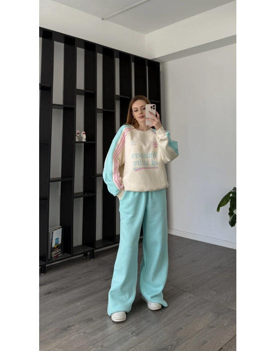 Mavi Bloom Oversize Eşofman Takımı