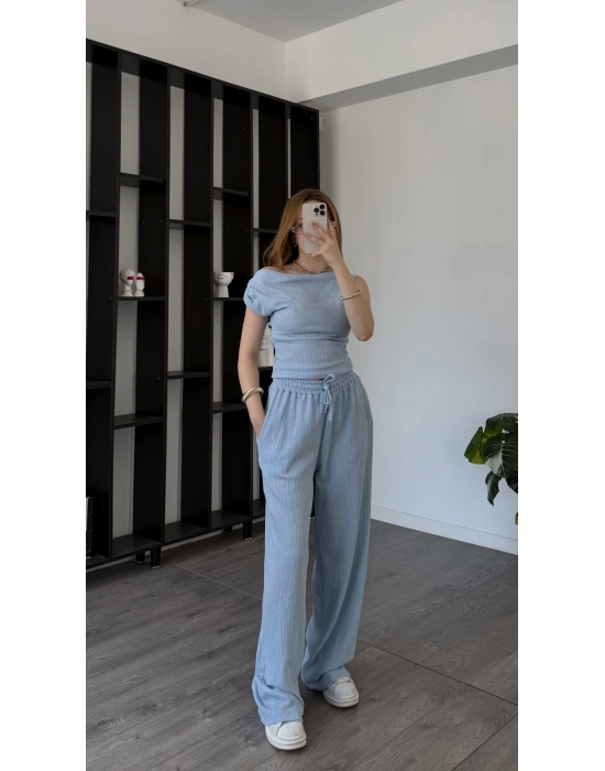 Mavi Ivanka Düşük Omuzlu 2’li Takım