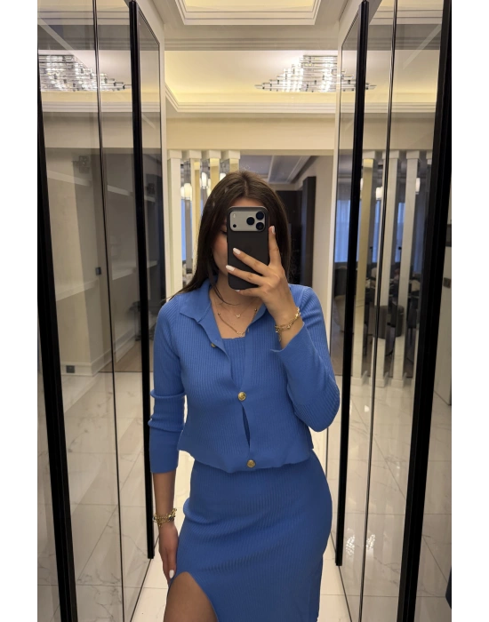 Mavi Renly Hırka Elbise Triko Takım