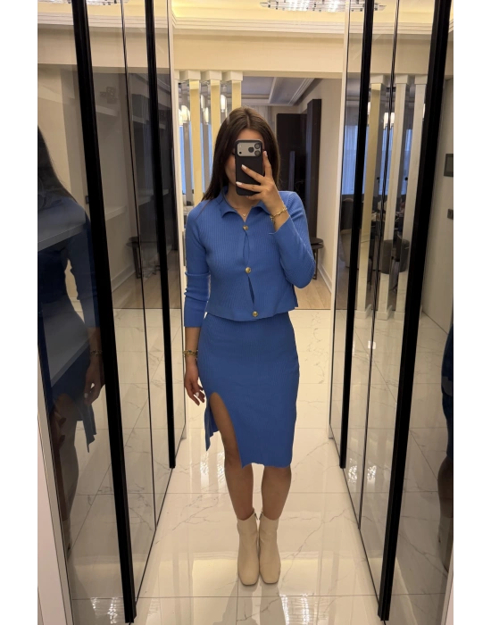 Mavi Renly Hırka Elbise Triko Takım