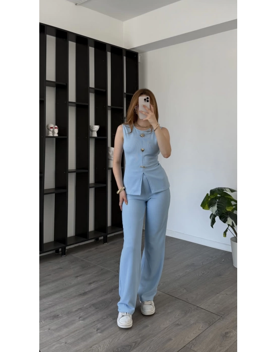 Mavi Zoya Broşlu 2’li Takım