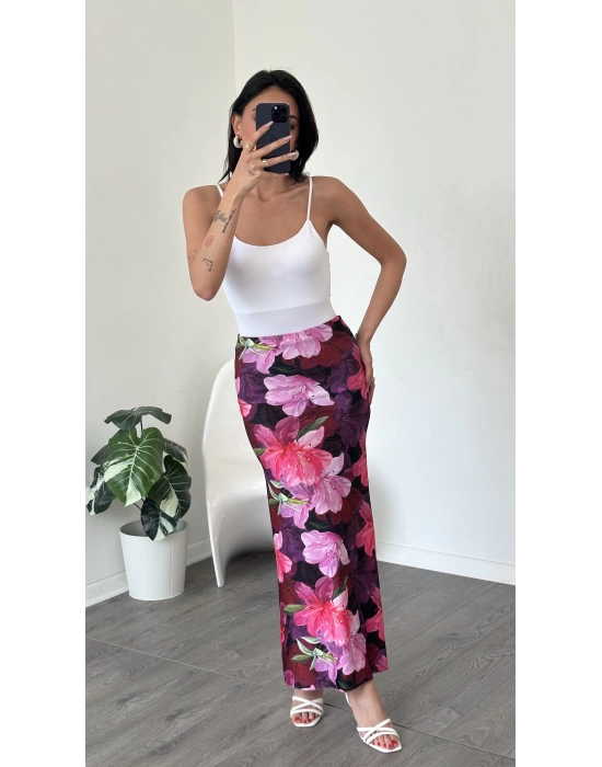 Missy Çiçek Desen Maxi Etek