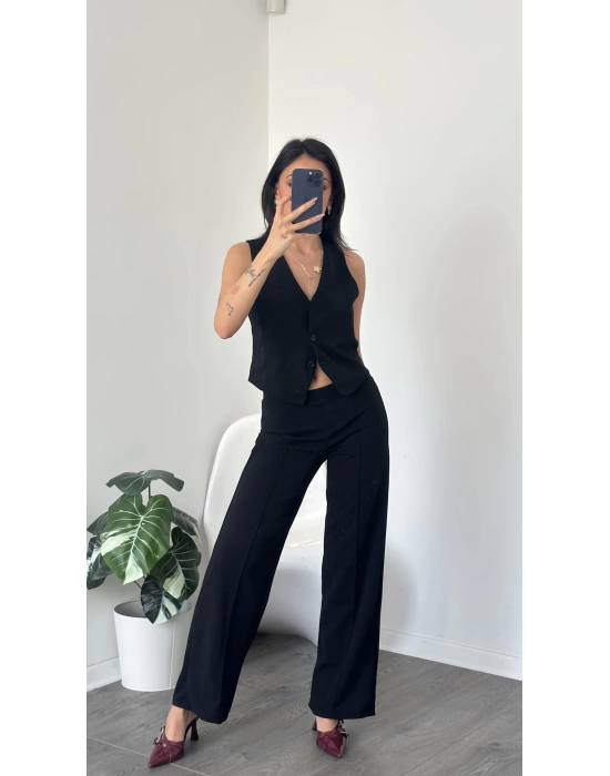 Nova Siyah Yelek Pantolon 2’li Takım