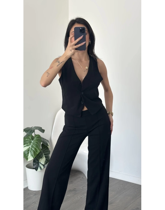 Nova Siyah Yelek Pantolon 2’li Takım