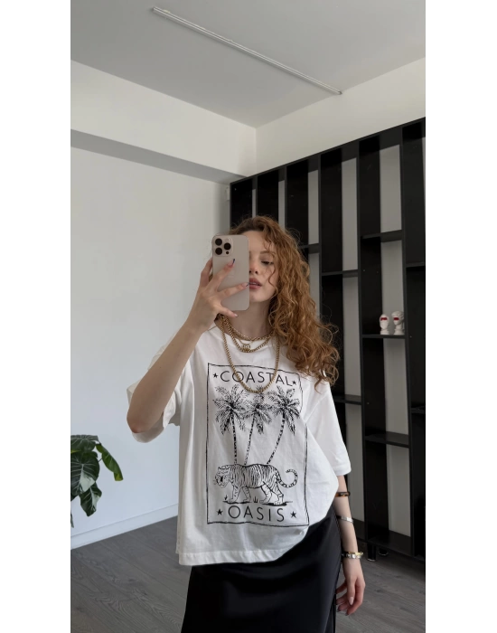 Oasis Desenli Oversize Tshirt
