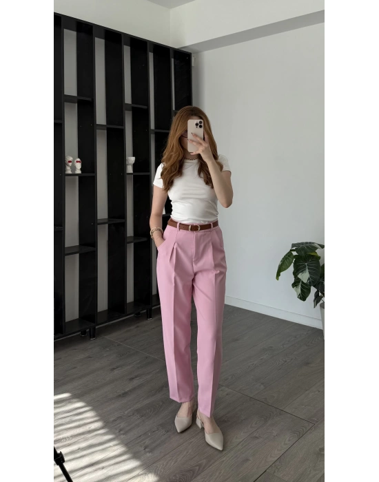 Pembe Abel Kemerli Havuç Pantolon