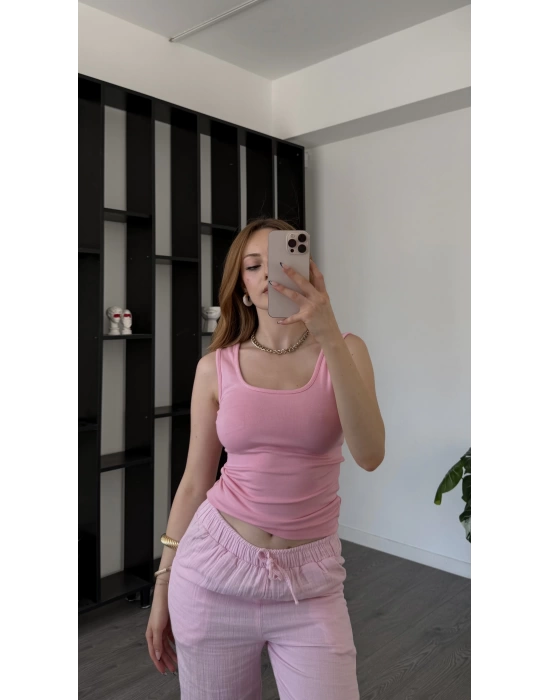Pembe Aden Kalın Askılı Basic Atlet