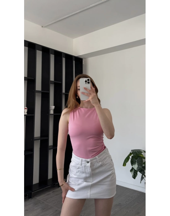 Pembe Maja Basic Kolsuz Bluz
