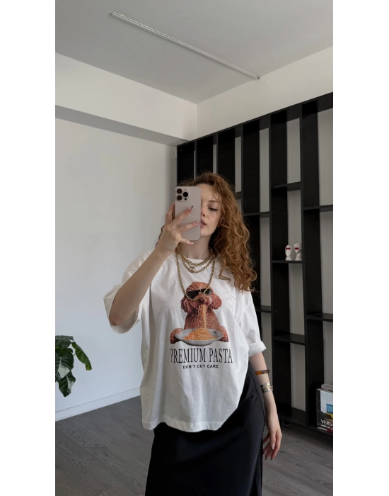 Premium Pasta Desenli Oversize Tshirt