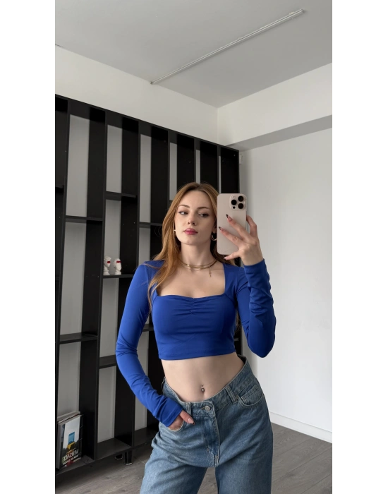 Saks Mira Basic Crop Bluz