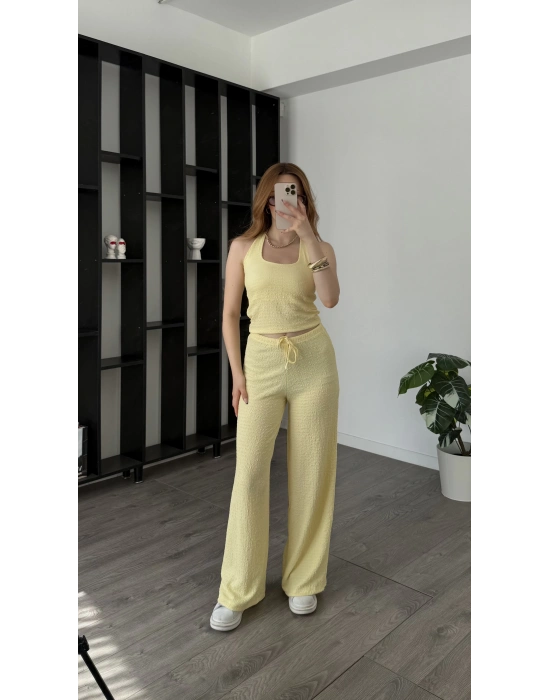 Sarı Belia Boyundan Askılı Takım
