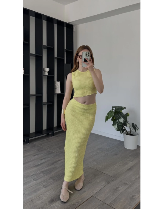 Sarı Bianca Gofre 2’li Takım