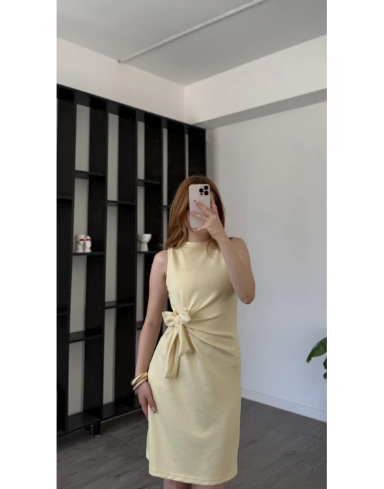 Sarı Cleo Düğümlü Elbise