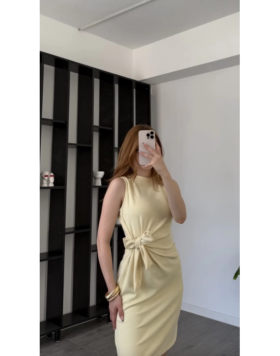 Sarı Cleo Düğümlü Elbise