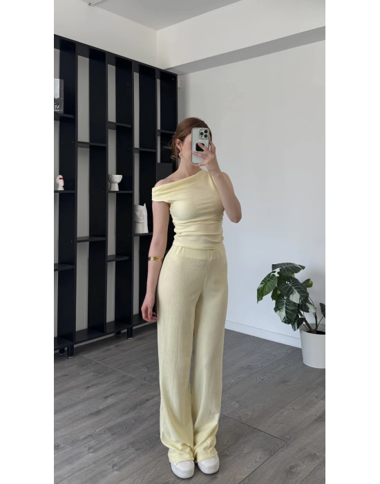 Sarı Leila Düşük Omuzlu 2’li Takım