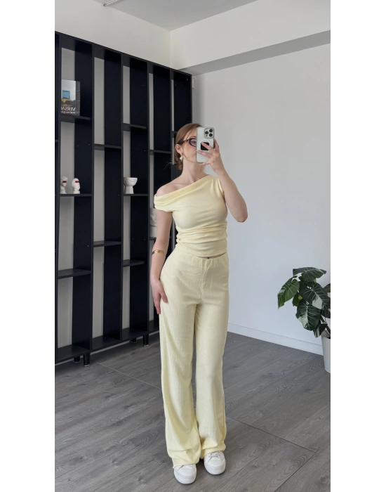 Sarı Leila Düşük Omuzlu 2’li Takım