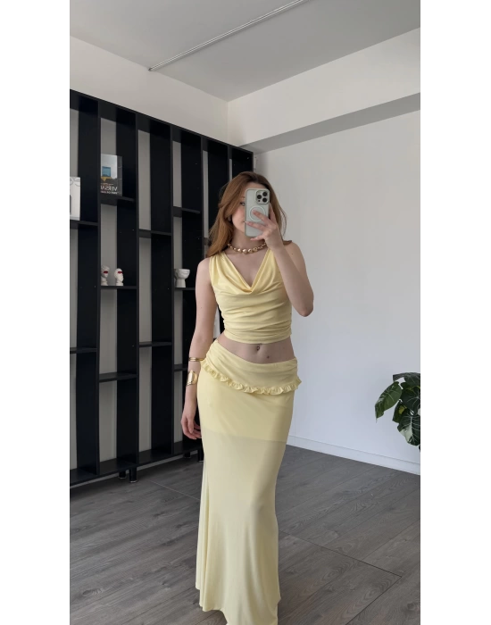 Sarı Miela Fırfır Detay 2’li Takım