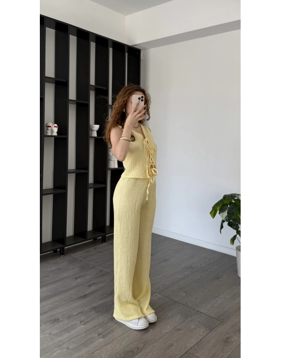 Sarı Ole Düğmeli Bürümcük Takım