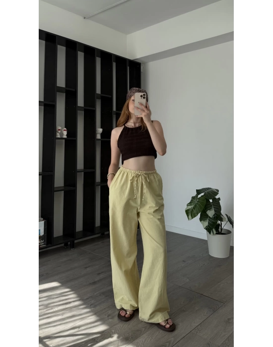 Sarı Petra Keten Pantolon