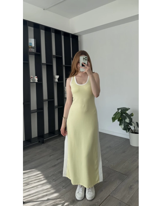 Sarı Zoey Blok Renkli Modal Elbise