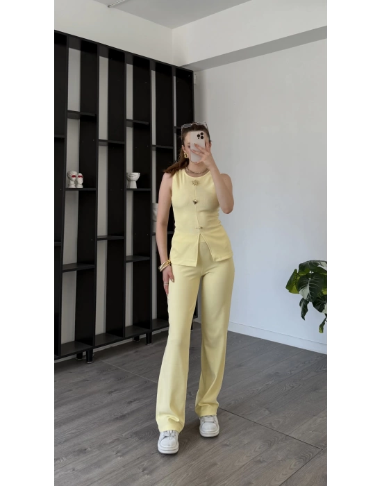 Sarı Zoya Broşlu 2’li Takım