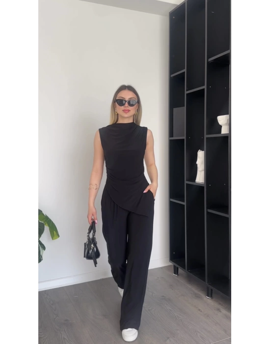 Siyah Asimetrik Kesimli Sandy 2’li Takım