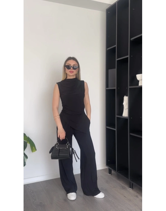 Siyah Asimetrik Kesimli Sandy 2’li Takım
