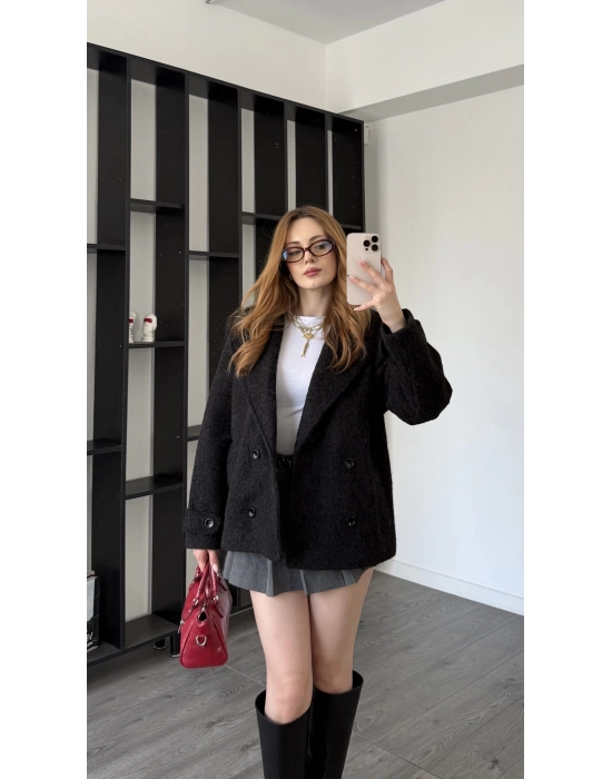 Siyah Bailey Kaşe Ceket