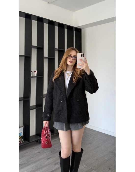 Siyah Bailey Kaşe Ceket