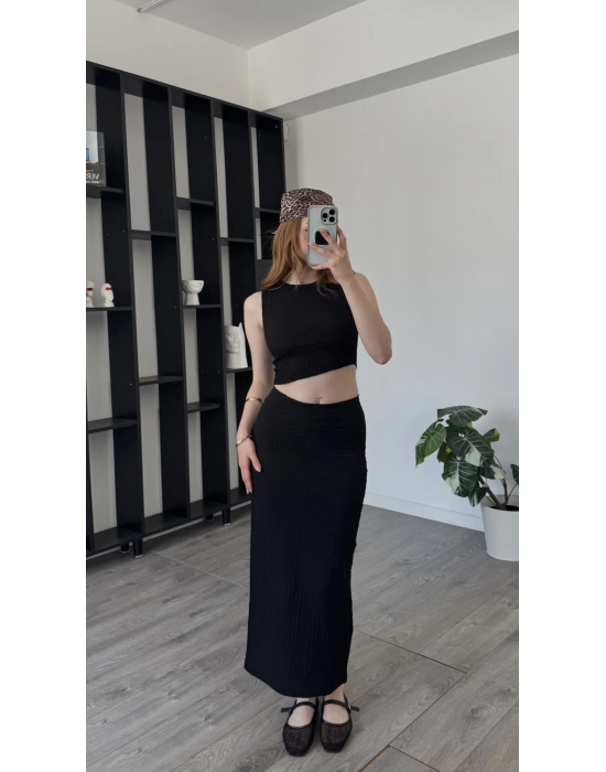 Siyah Bianca Gofre 2’li Takım