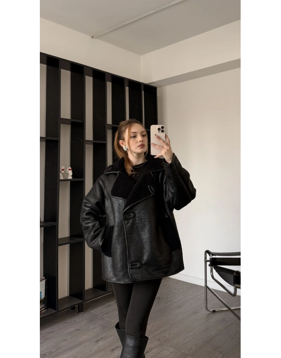 Siyah Byles Kürklü Ceket