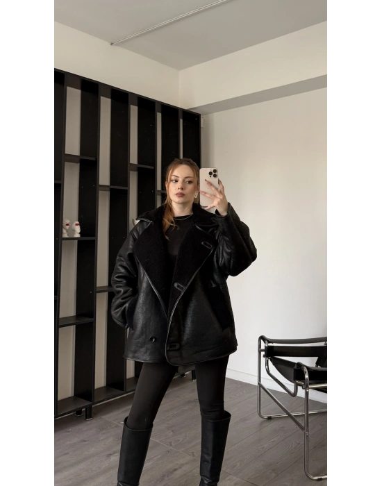 Siyah Byles Kürklü Ceket