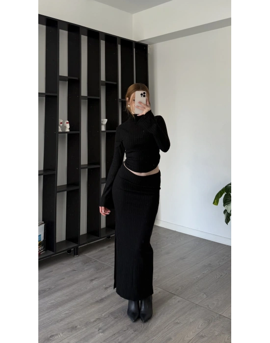 Siyah Claire Volan Kollu Etekli Takım