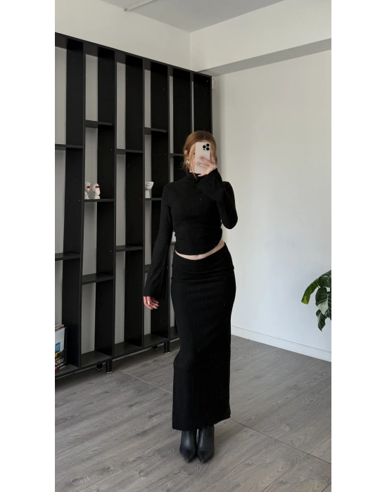 Siyah Claire Volan Kollu Etekli Takım