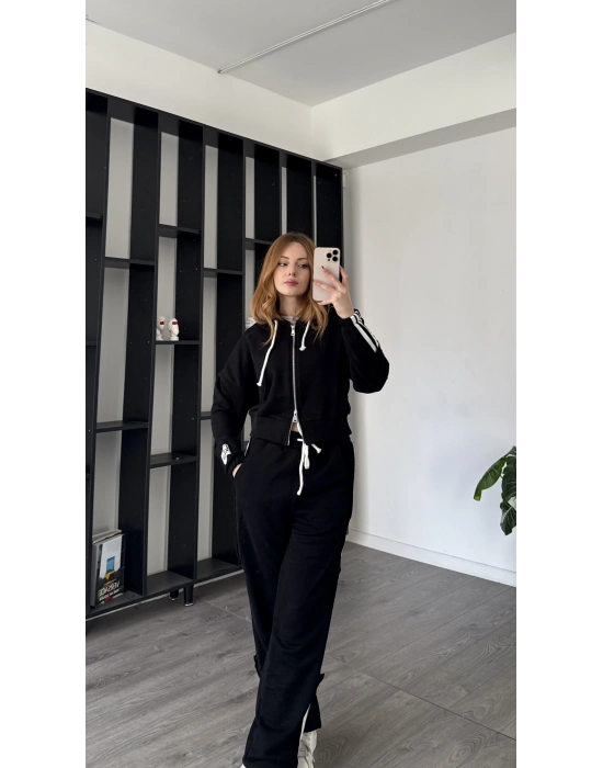 Siyah Enny Çizgili Eşofman Takımı