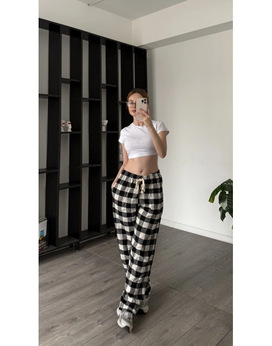 Siyah Frida Unisex Ekose Eşofman Altı