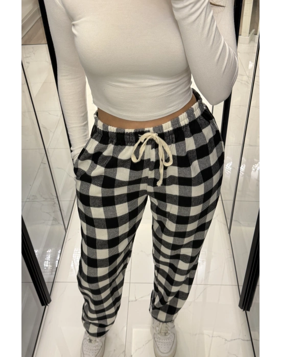 Siyah Frida Unisex Ekose Eşofman Altı