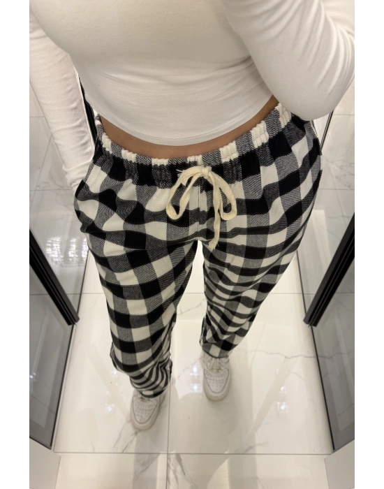 Siyah Frida Unisex Ekose Eşofman Altı